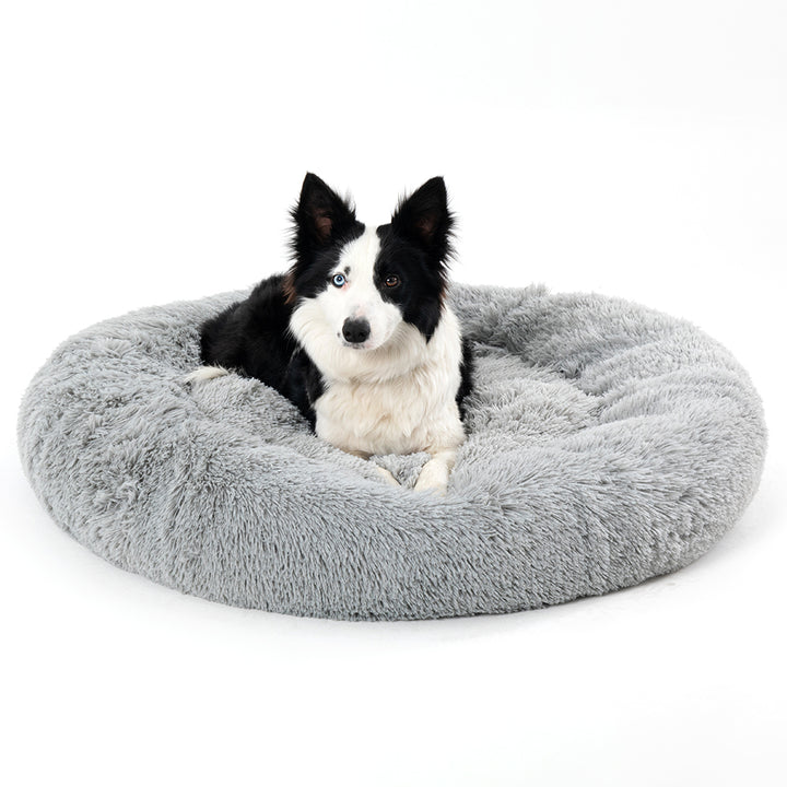 Rund fluffy donutseng til hund