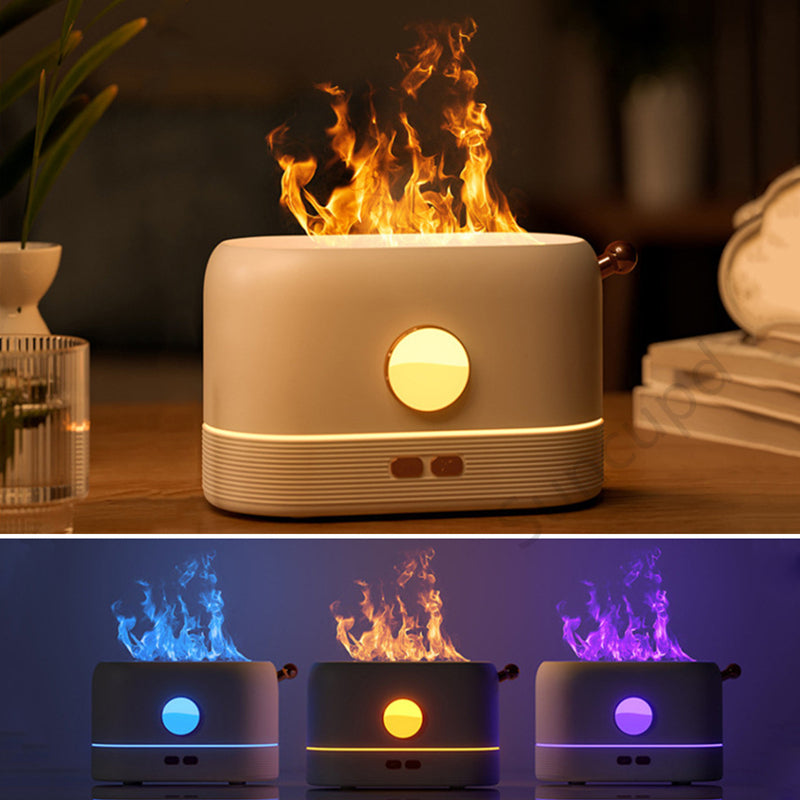 Luftfukter med flammeeffekt og USB, 200 ml tank, for skrivebord