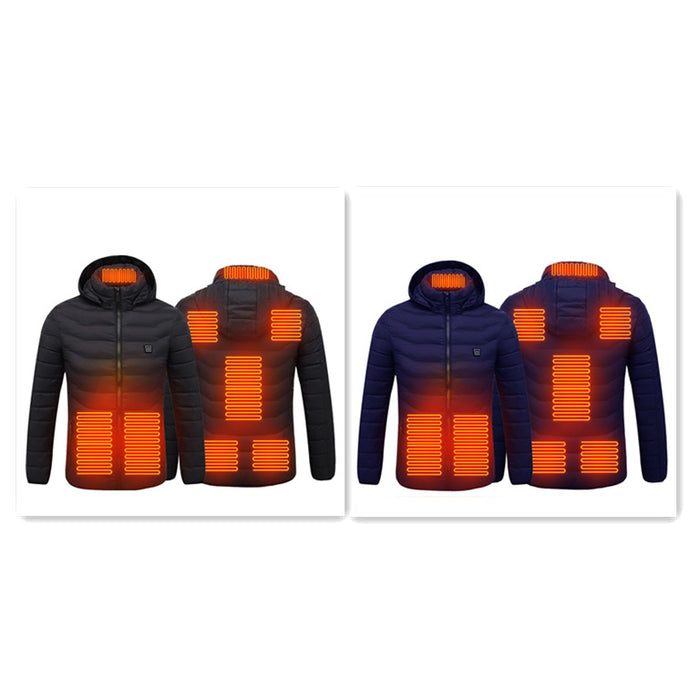 Varmeriket Lett varmejakke til herre med 8 varmesoner, høy krage og hette