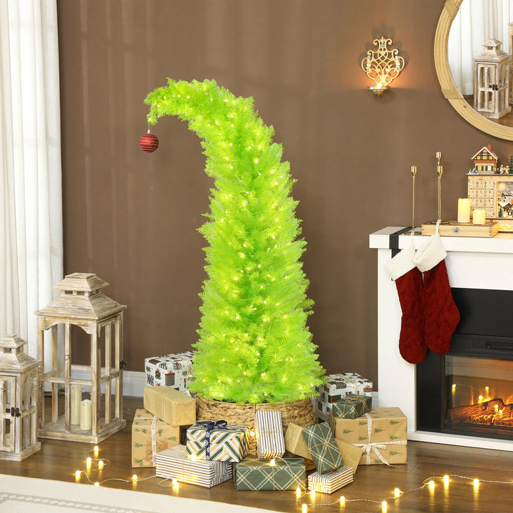 Lite limegrønt juletre med bøyd topp