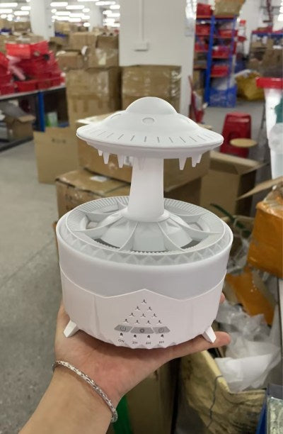 UFO-luftfukter med regndråper og aromaolje, tre varianter