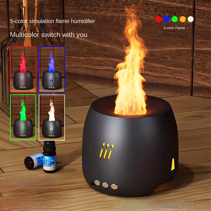 Luftfukter med flammelys, fjernkontroll og 5 eller 7 lysfarger