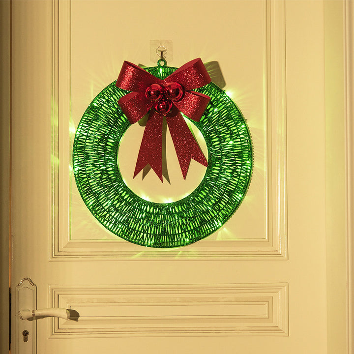 Julekrans med 140 LED-lys og stor sløyfe – 50 cm med timer