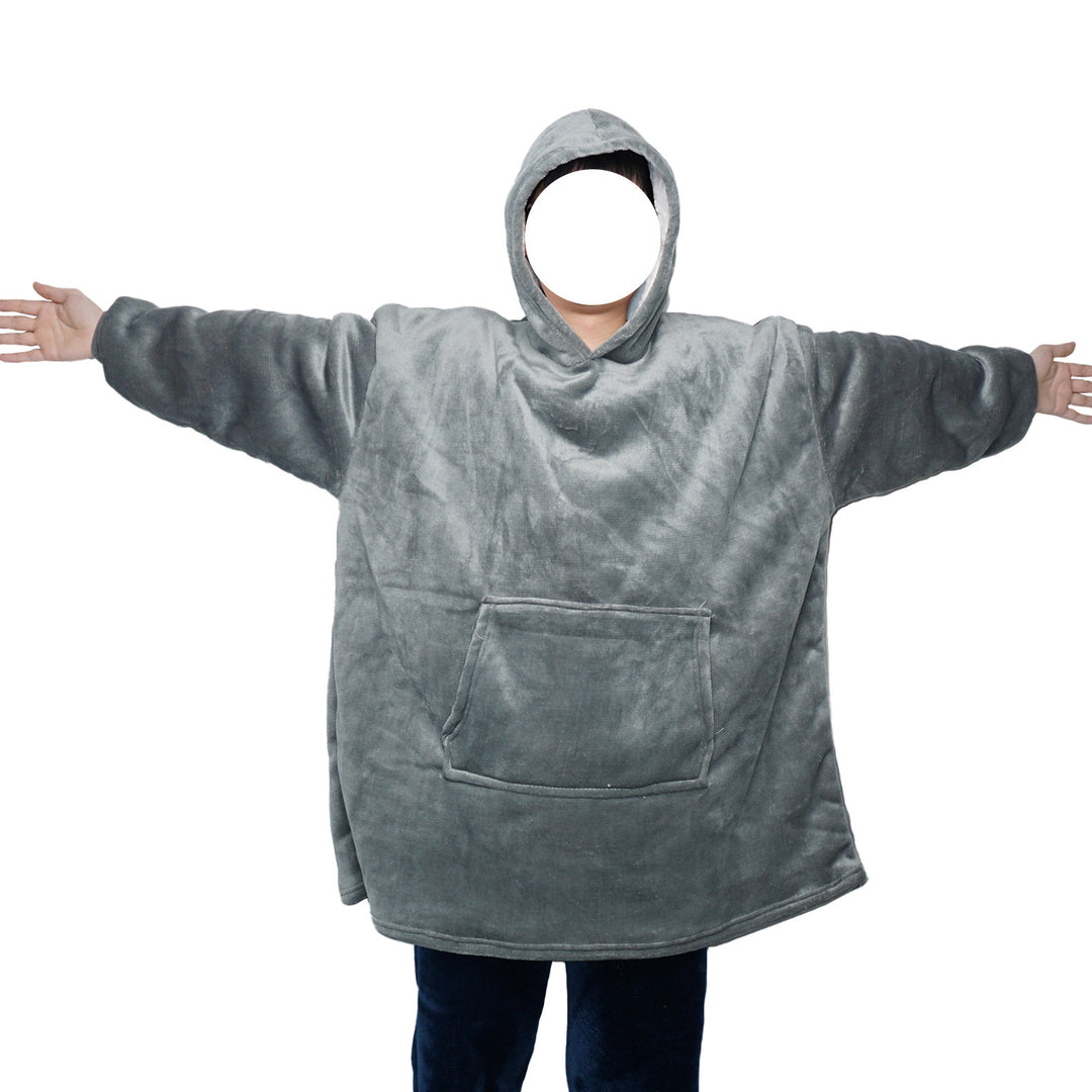 Teppe med ermer og hette i tykk flanell, onesize