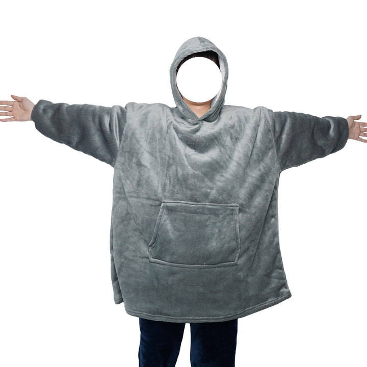 Teppe med ermer og hette i tykk flanell, onesize