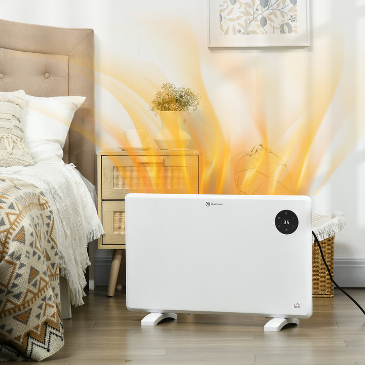 Hvit slank panelovn med touchpanel