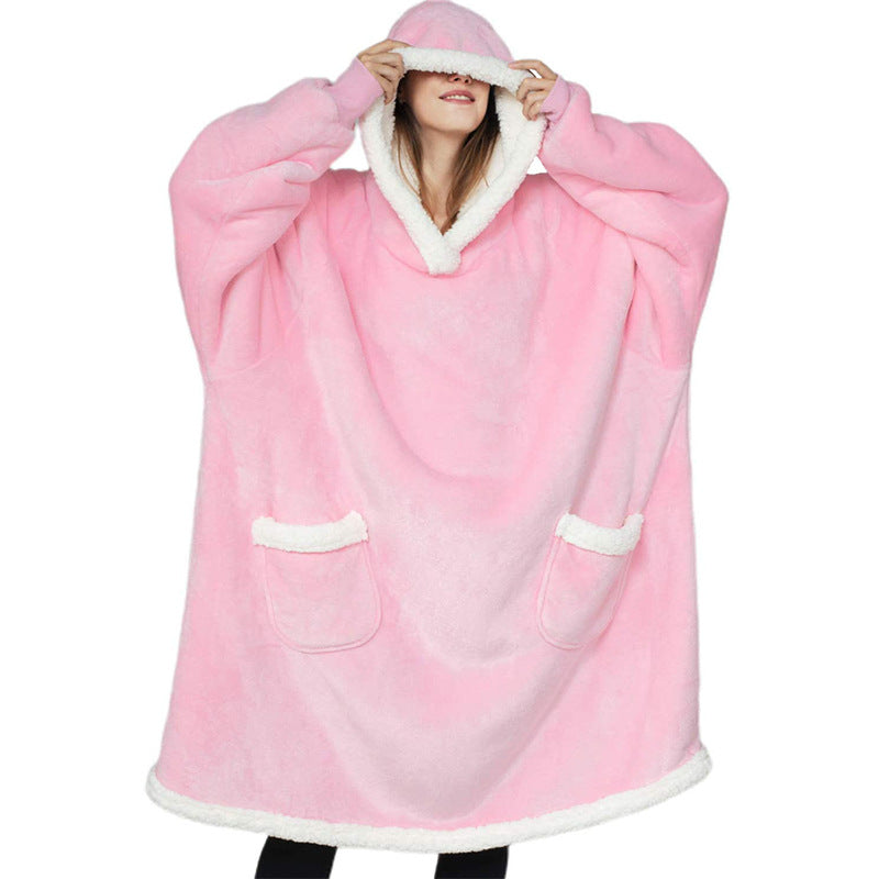 Oversized hettegenser-pledd med lommer – supermyk og varm
