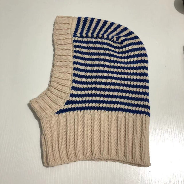 Varmeriket Stripet strikket balaclava som dekker hode og hals