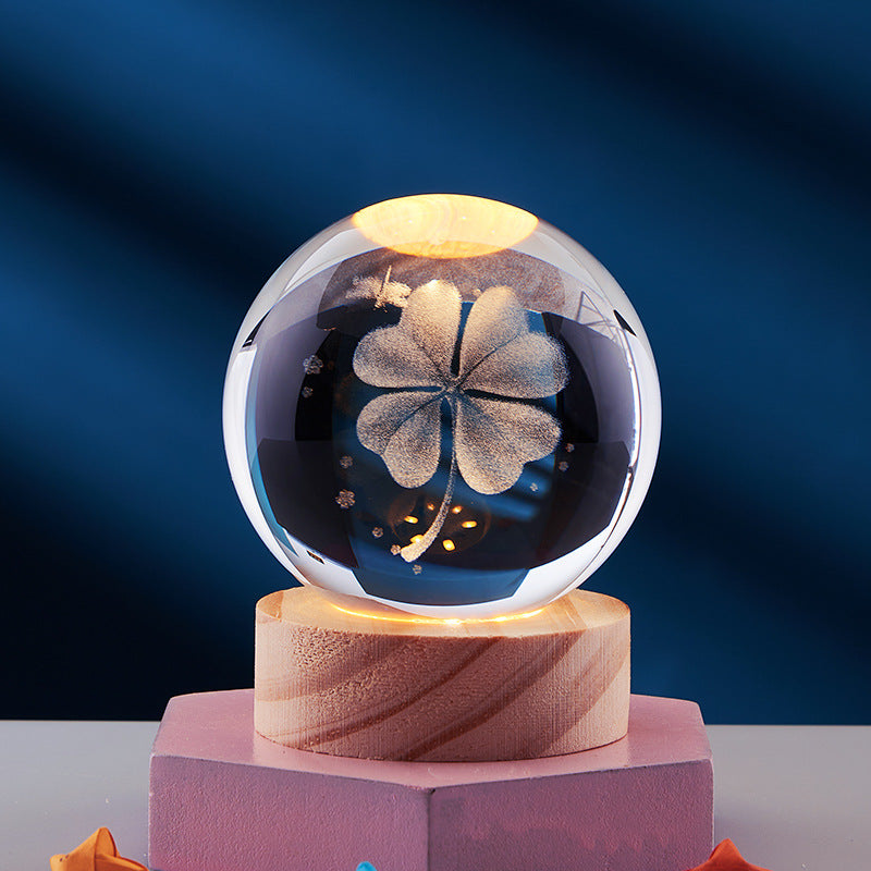 Krystallkule med 3D-motiv – 6 eller 8 cm, med eller uten lysfot