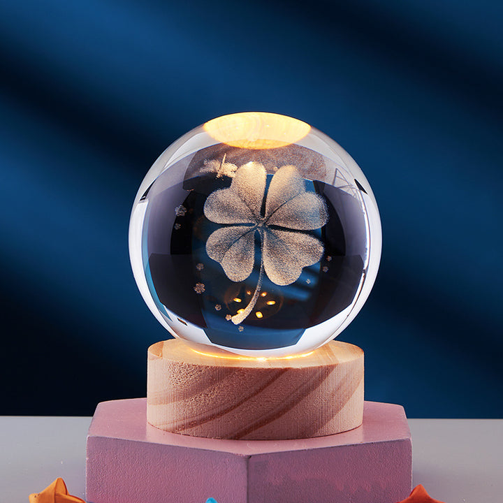 Krystallkule med 3D-motiv – 6 eller 8 cm, med eller uten lysfot