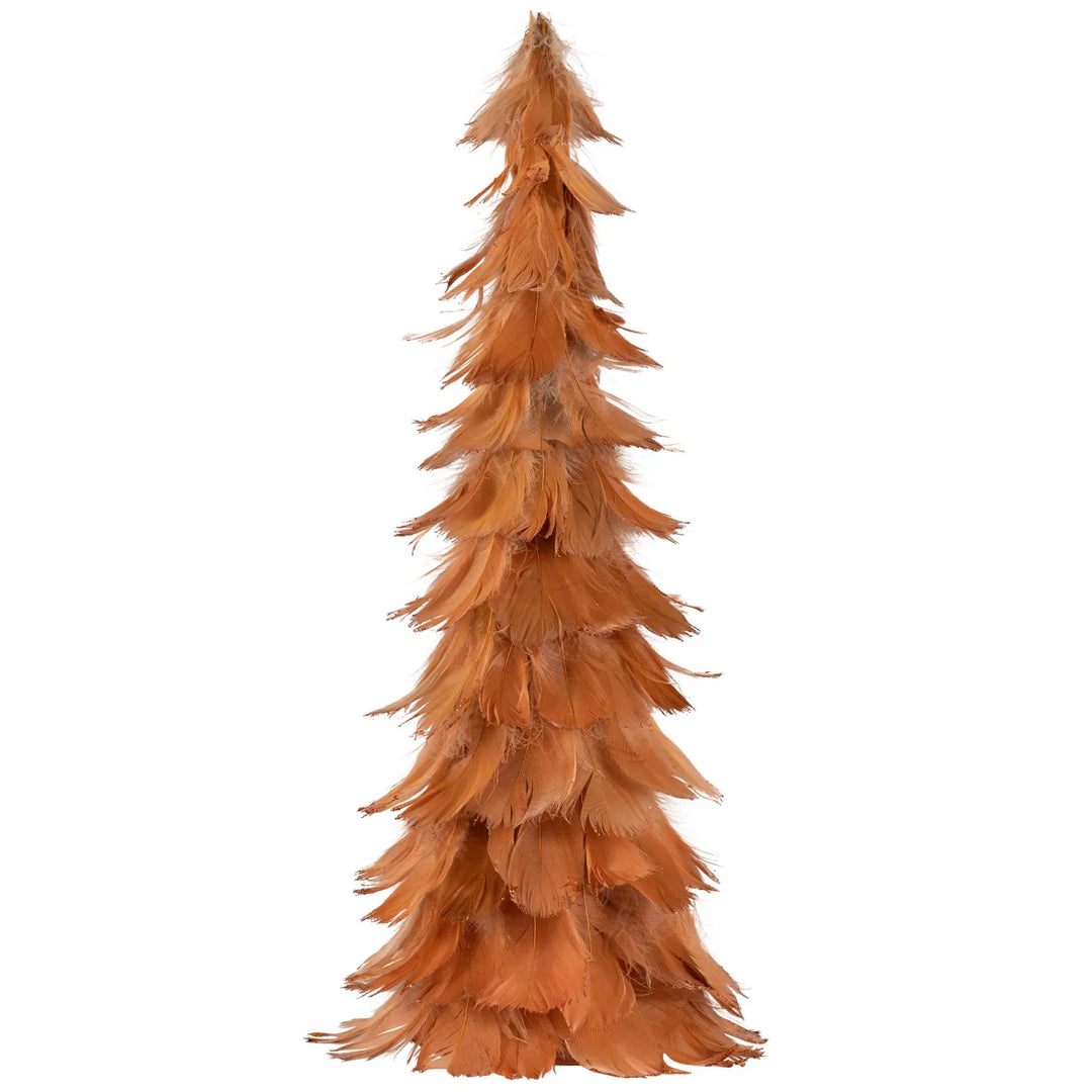 Lite oransje fjærjuletre med glitter