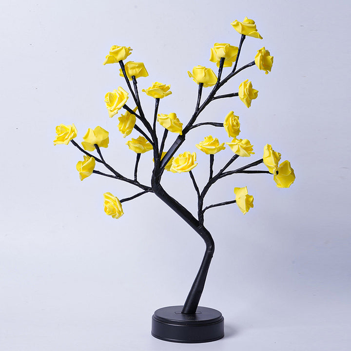 Rosetrelampe med lysende roser
