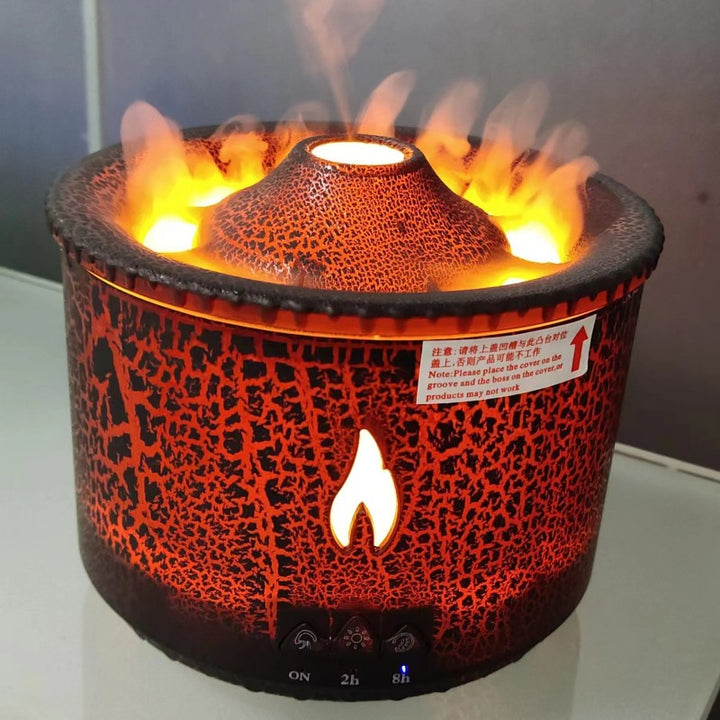 Flammediffuser med vulkaneffekt – stille aromadiffuser med timer