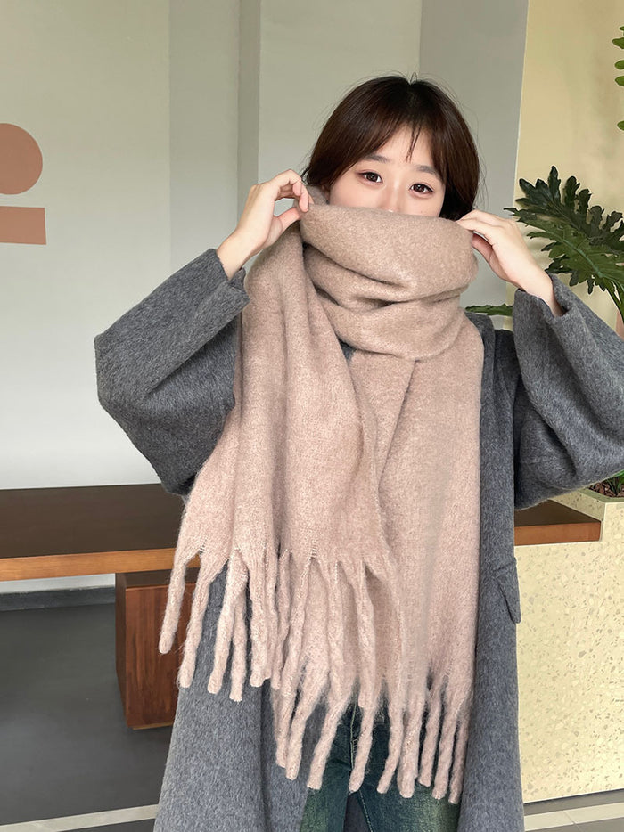 Varmeriket Tykt oversized skjerf med lange dusker