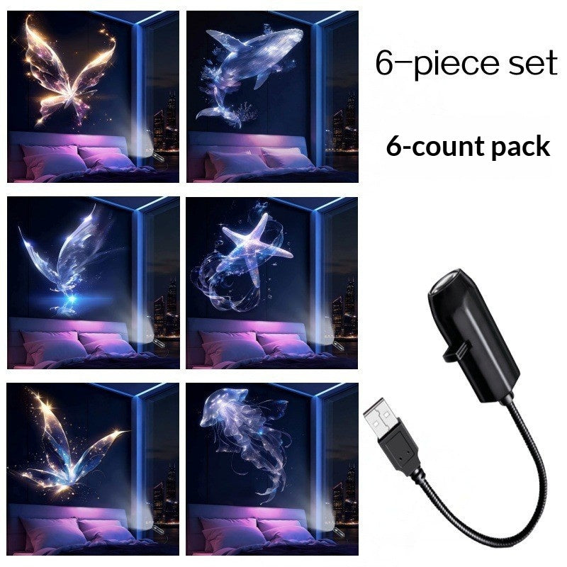 USB-projektor kaster julemotiver på vegg