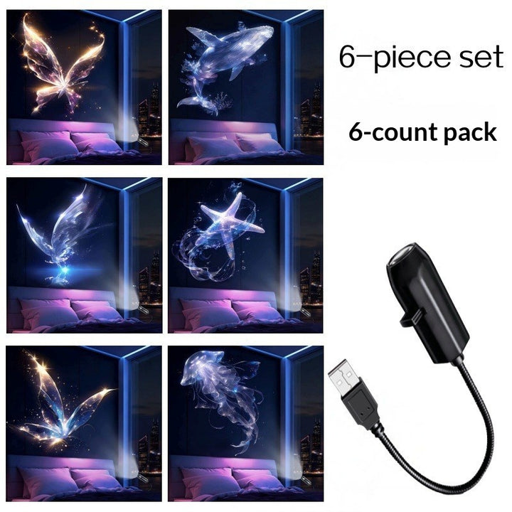 USB-projektor kaster julemotiver på vegg