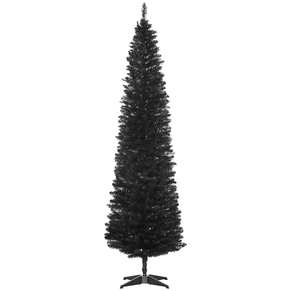 Slankt svart kunstig juletre i stue