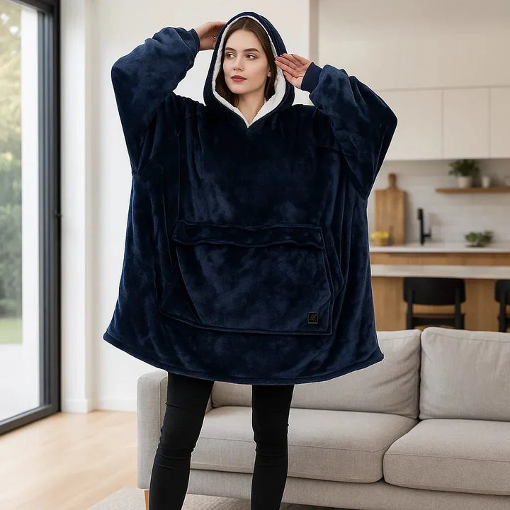 Varmeriket™ USB-oppvarmet pledd med hette i myk flanell