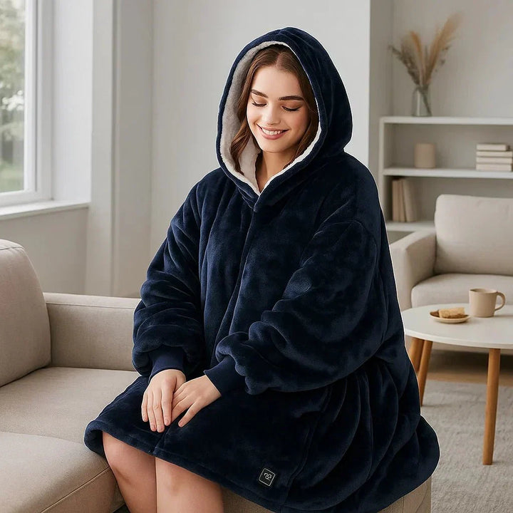 Varmeriket™ USB-oppvarmet pledd med hette i myk flanell
