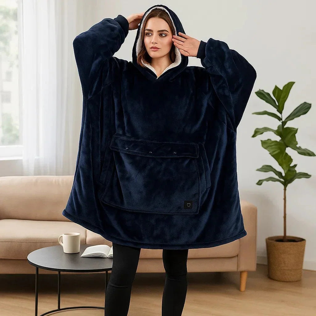 Varmeriket™ USB-oppvarmet pledd med hette i myk flanell
