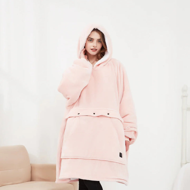 Varmeriket™ USB-oppvarmet pledd med hette i myk flanell