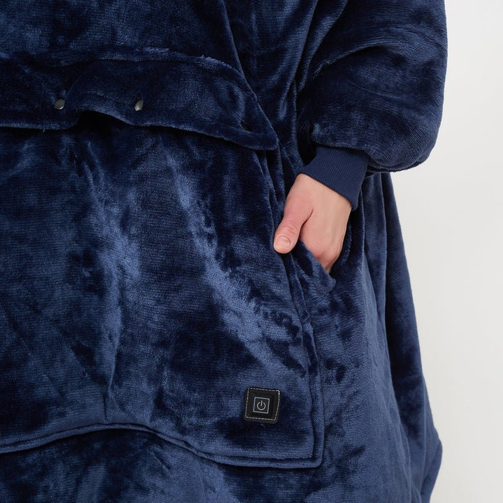 Varmeriket™ USB-oppvarmet pledd med hette i myk flanell