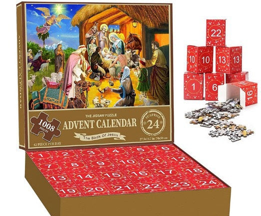 Julekalender med nummererte puslespillbokser