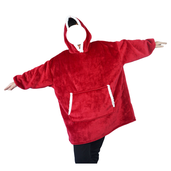 Teppe med ermer og hette i tykk flanell, onesize