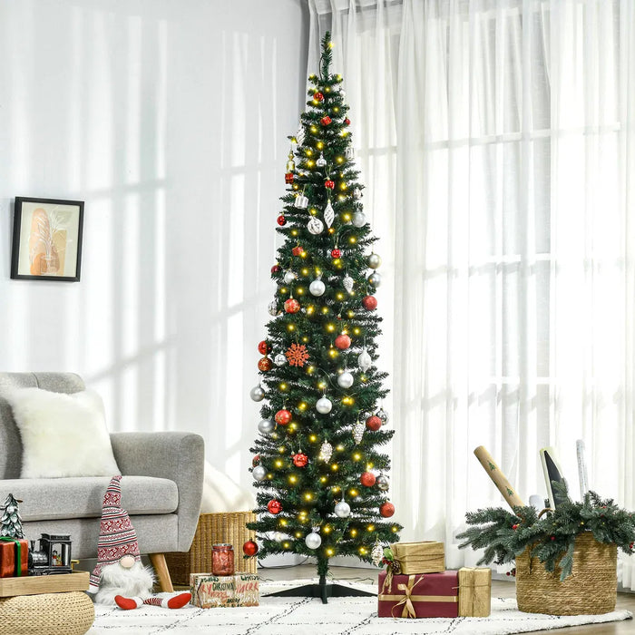 Varmeriket Smalt juletre med 250 varmhvite lys, 213 cm