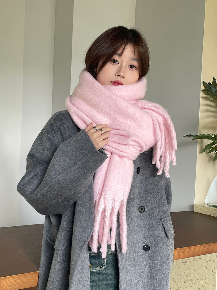 Varmeriket Tykt oversized skjerf med lange dusker