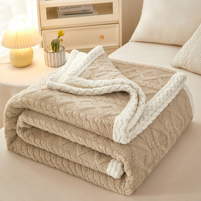 Varmeriket Dobbelt sofapledd i korallfleece med sherpa under