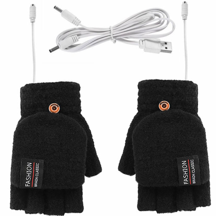 Varmeriket USB-varmehansker uten fingertupper, varme på begge sider av hånden