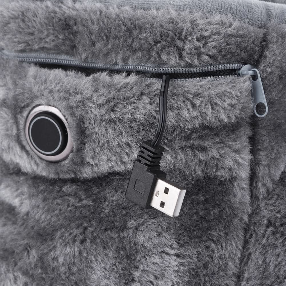 Varmeriket™ USB-oppvarmede plysjtøfler med fotbuestøtte