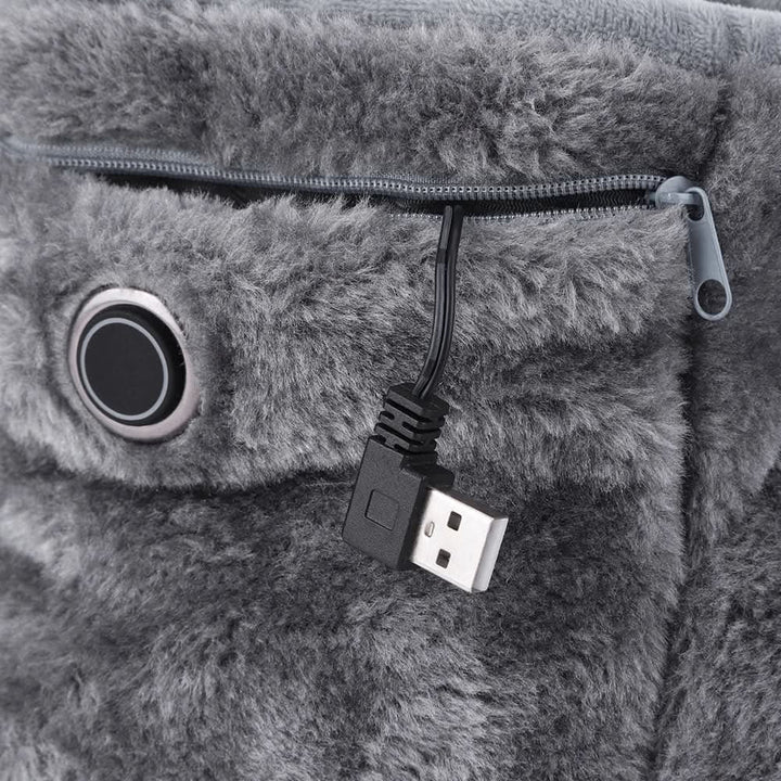 Varmeriket™ USB-oppvarmede plysjtøfler med fotbuestøtte