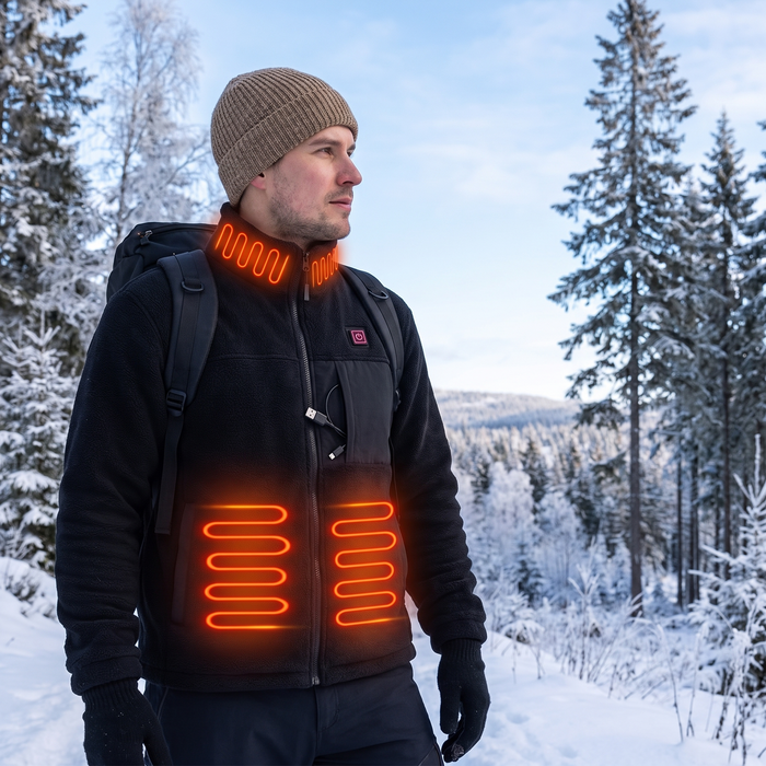 Varmeriket™ Oppvarmet fleecejakke med 4 varmesoner og USB