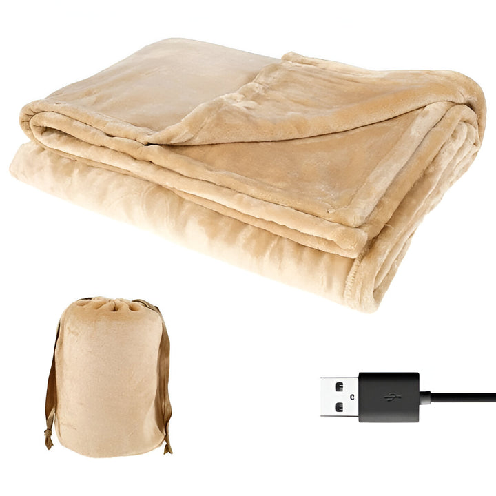 Varmeriket™ Trådløst USB-varmepledd i flanell med plass til to