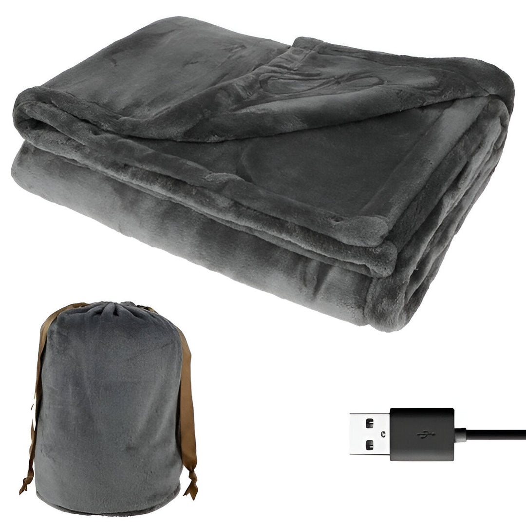 Varmeriket™ Trådløst USB-varmepledd i flanell med plass til to