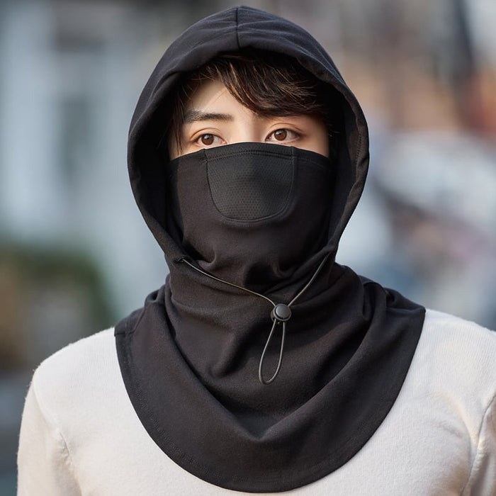 Varmeriket™ Vindtett ansiktsmaske med hette og halsvarmer for sykling
