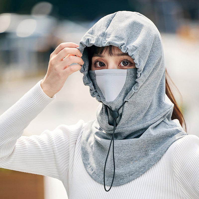 Varmeriket™ Vindtett ansiktsmaske med hette og halsvarmer for sykling