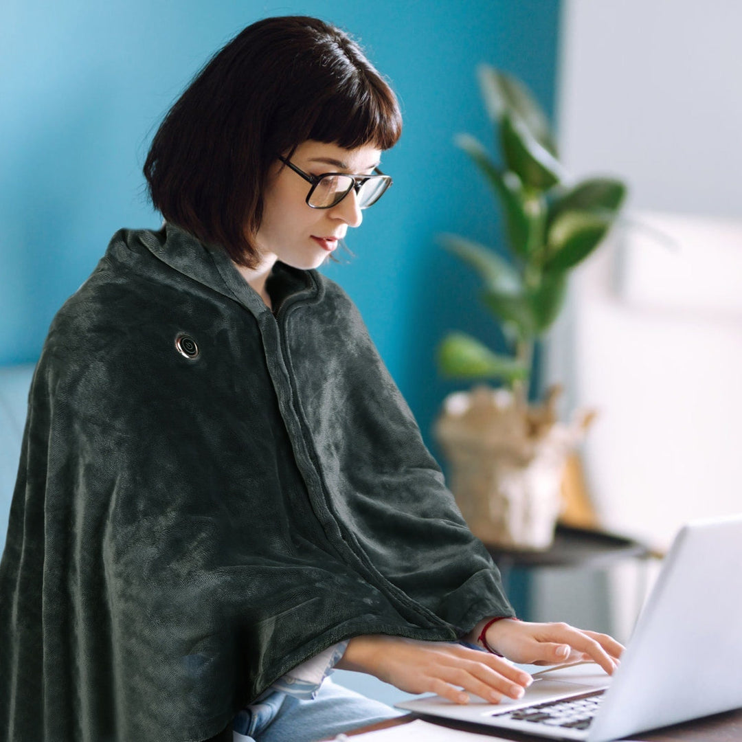 Varmeriket™ Bærbart USB-varmeteppe med glidelås i myk fleece